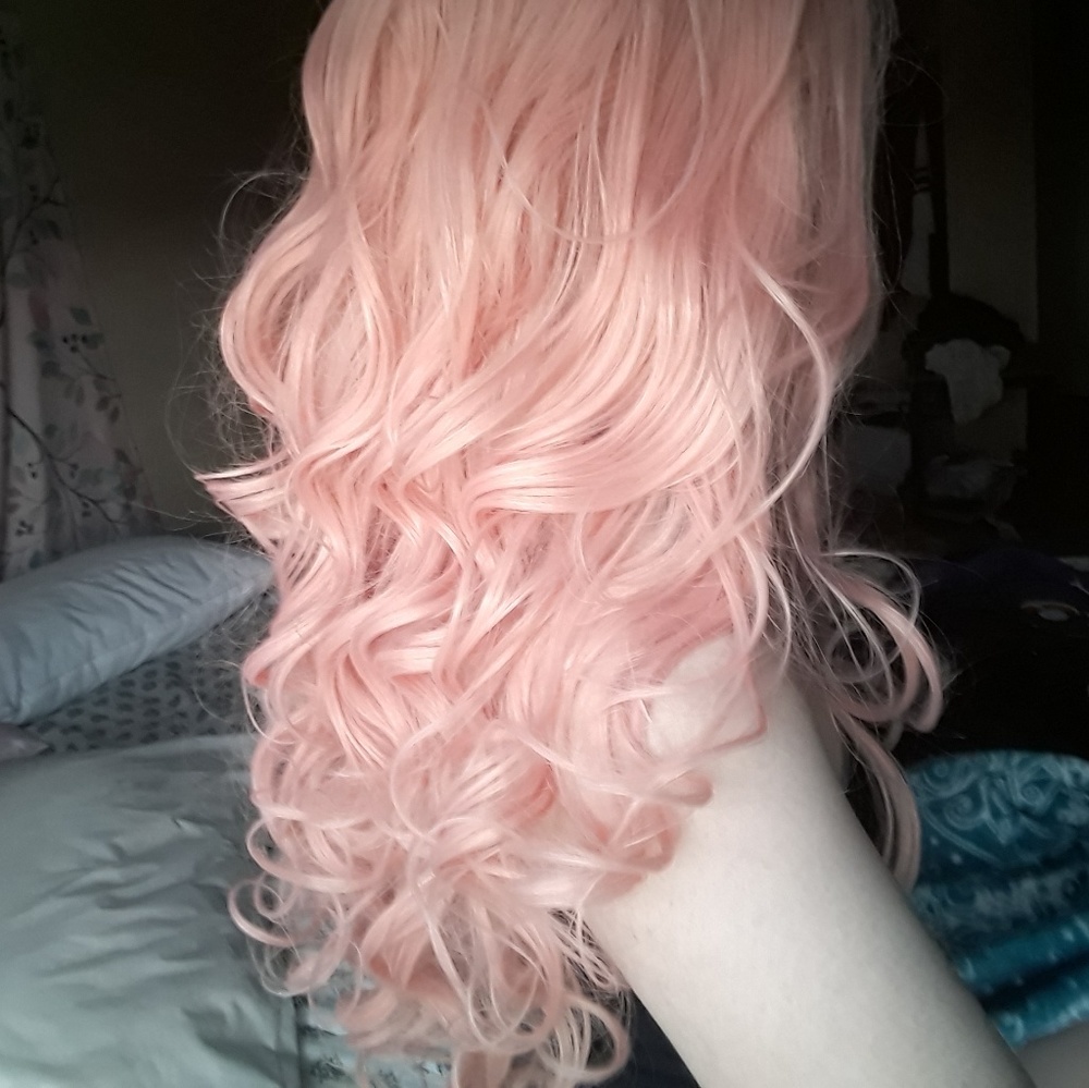 Light Pink Synthetic Lace Front Wig